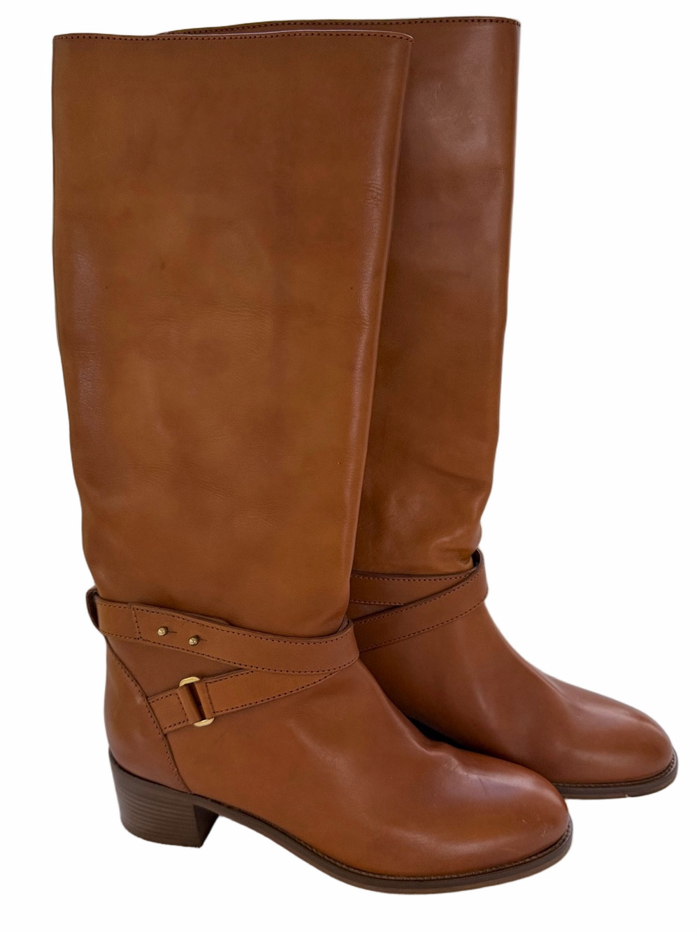 J. Crew Parker Riding Boots Knee High Brown Leather Like New Size 10 Pull On